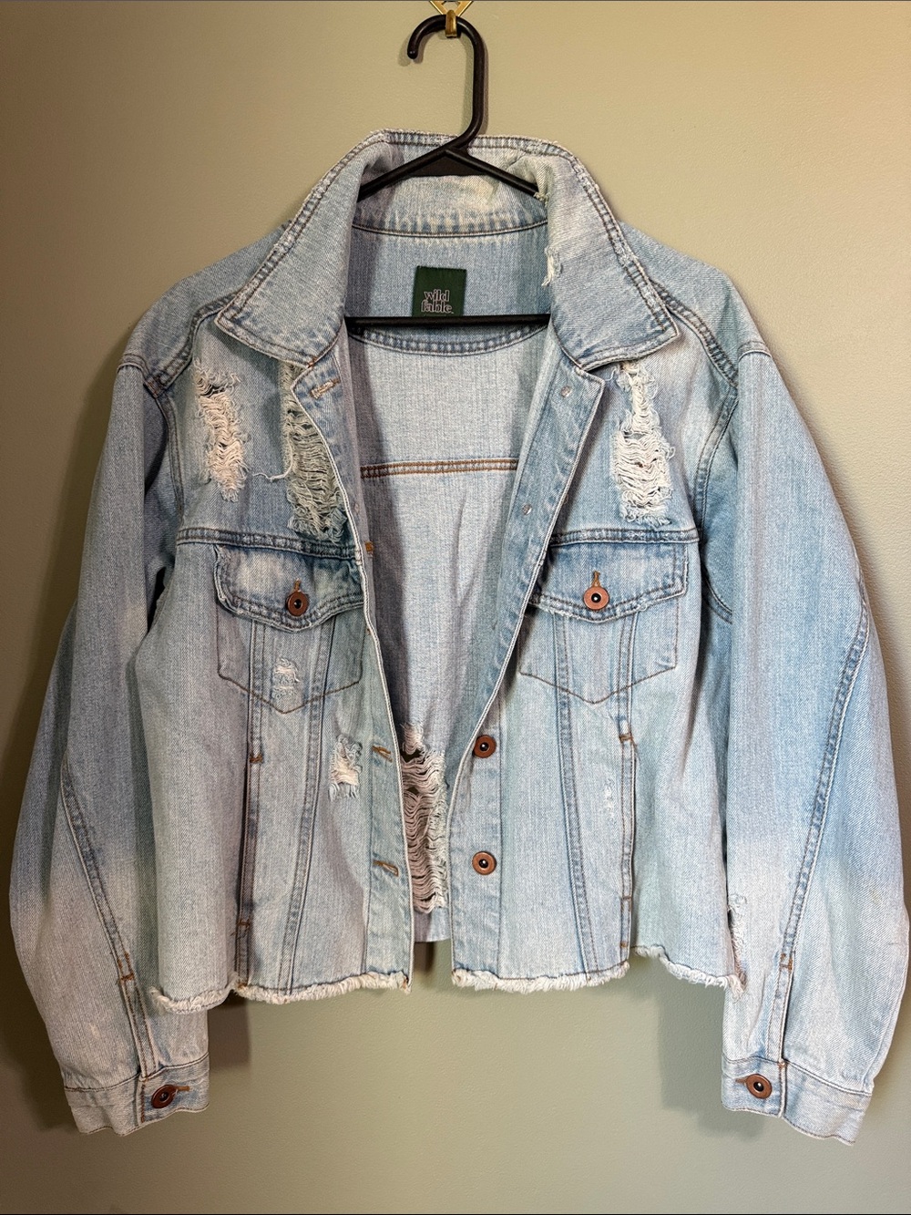 Wild Fable Distressed Light Blue Denim Jacket - Women's Jean Jacket